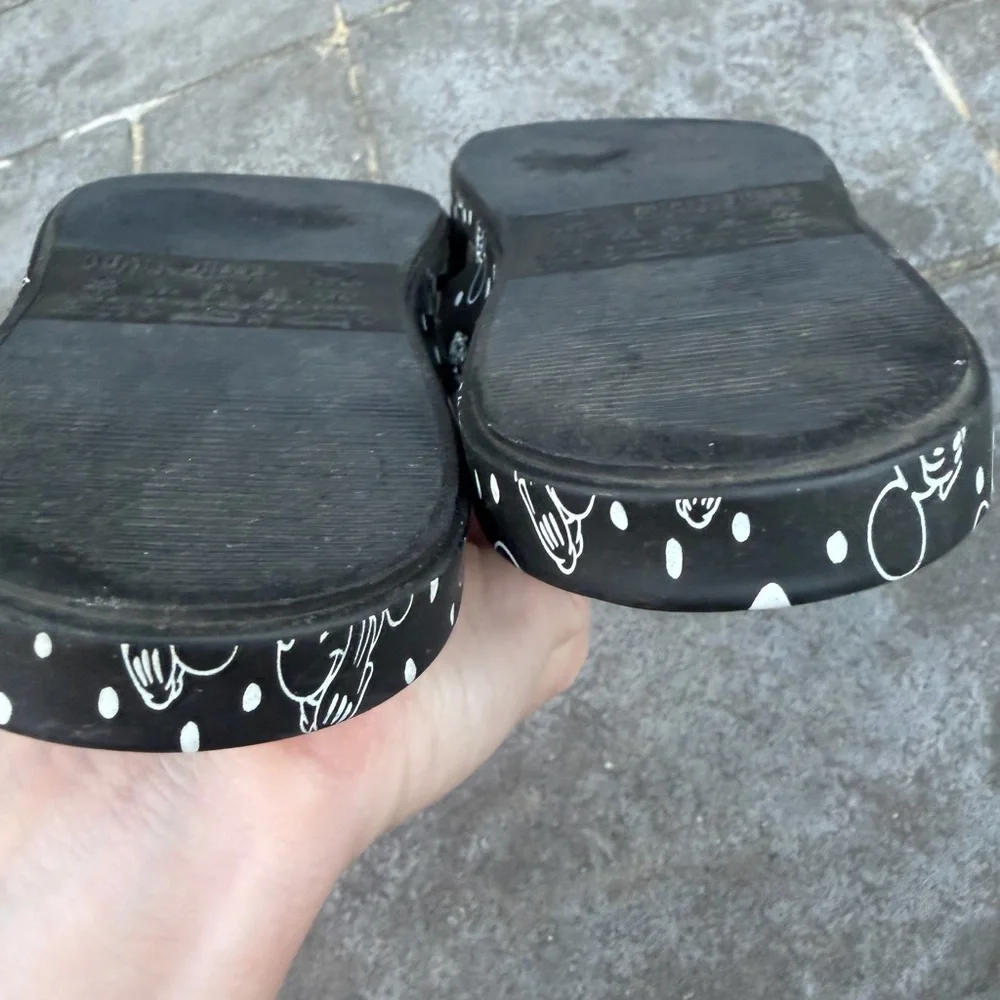 Mini Melissa Black & White Mickey Mouse Double Strap Slides